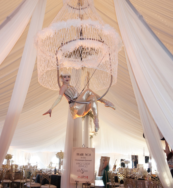 Aerial Champagne servers